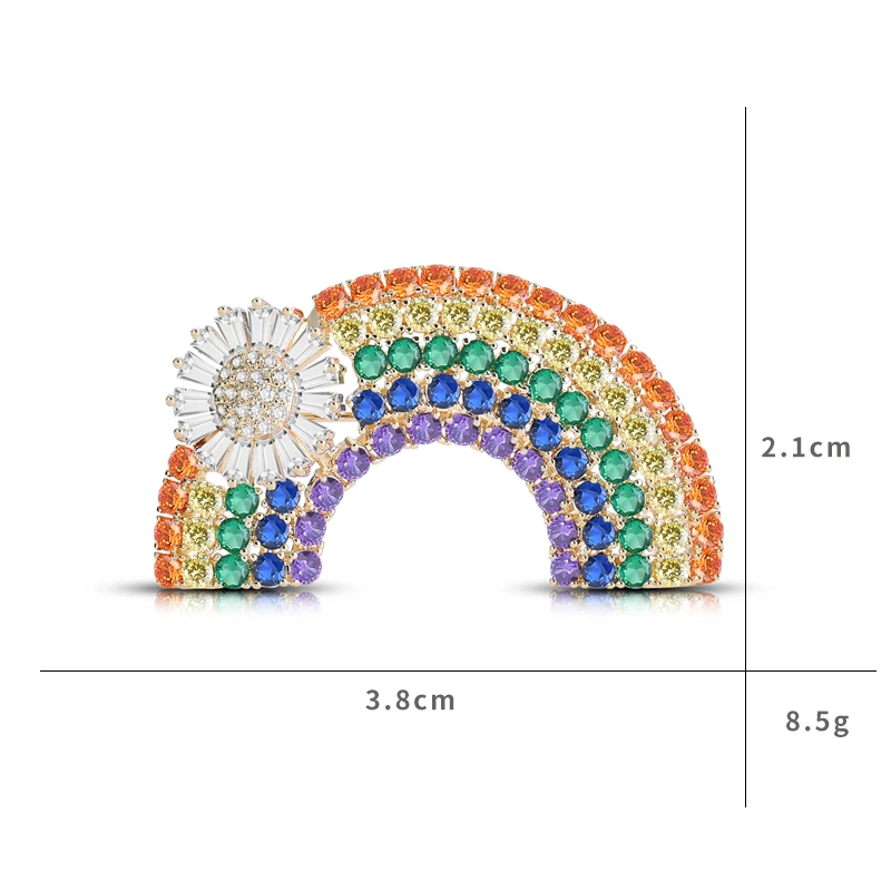 Роскошные красочные циркониевые Кристальные радужные Броши для женщин медь микро-мощение Брошь булавка модный значок платье шляпа аксессуары