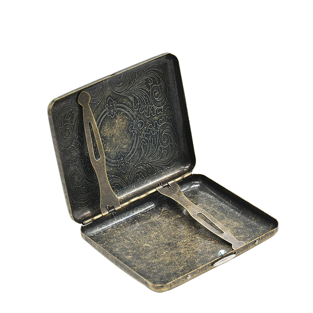 1X Retro Bronze Metal Cigarette Case (90mm*70mm) Can Holding 16 Regular