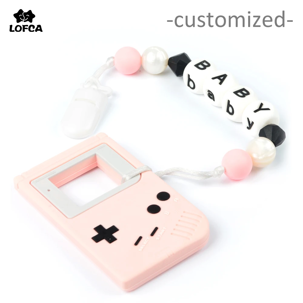 

Pacifier Clip Customized Gameboy Teether Baby Teething Toys DIY BPA Free Geometric Personalized Clip Holder Infant Nursing Gift