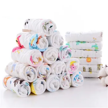 

10 Pcs Set Baby Towel 25x25cm 6 layers Cotton Bamboo Material Children Towels Soft Cartoon Towel Baby Bath Towel For Newborns