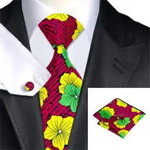 C-1280 принт Для мужчин s галстук, шейный платок и запонки модные брендовые Hi-галстуком-бабочкой Цветочные галстуков с желтым цветком галстук шелковые галстуки для Для мужчин