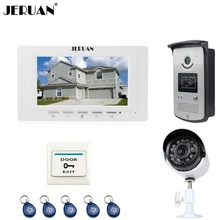 JERUAN white 7 LCD Video Intercom Door Phone System 1 Monitor 1 RFID Access Camera 700TVL