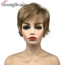 StrongBeauty синтетический короткий прямой парик женские волосы Pixie пушистый натуральный многослойный парик