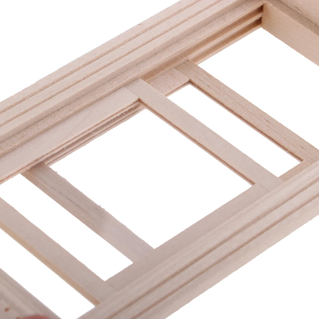 1/12 Scale Miniature Wood 2 Pane Sash Window Frame Unpainted Furniture DIY Making for Dollhouse Accessory  for 1/12  dollhouse