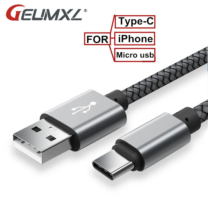

USB Cable 2A Fast Charging Type C USB Line 3FT Nylon USB Sync Data Wire For iPhone Samsung Huawei Oneplus NEXUS 5X 6P Xiaomi