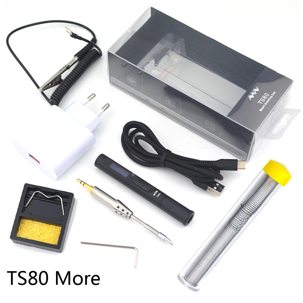 

Mini TS80 Portable Digital Electric Soldering Iron TS B02 D25 Solder Tip QC3.0 Quick Charger Kit Adjustable Temperature Type C
