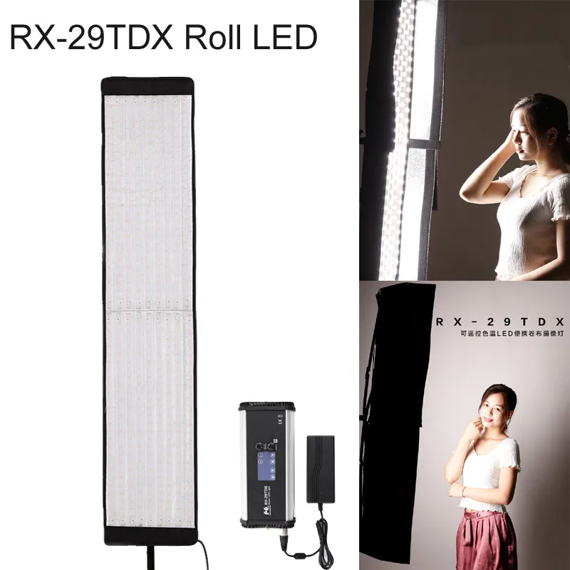 US $335.00 FalconEyes RX29TDX Rollable Cloth LED FillIn Light Lamp Lighting Panel 100W BiColor 3000K5600K CRI95 For Studio Photography