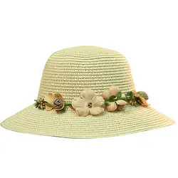 Женская летняя шляпа, дышащая широкая соломенная шляпа, милая универсальная Цветочная декоративная защита от солнечных лучей для пляжа