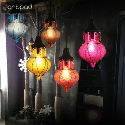 Artpad Sountheast Aisa Богемия Стиль подвесной светильник для ресторанов и баров свет абажур из витражного стекла светодиодный Винтаж подвесной