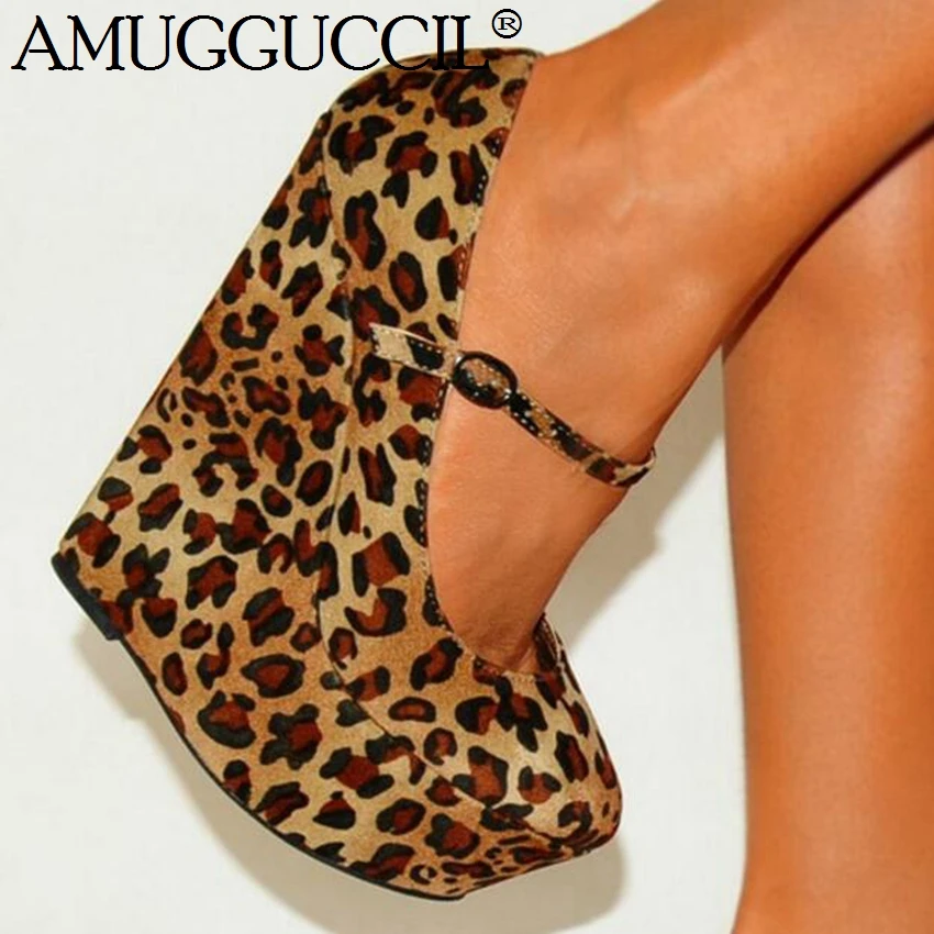 2019 New Plus Big Size 35-48 Leopard Buckle Fashion Sexy High Heel Platform Girls Females Lady Wedge Shoes Women Pumps D1268 2019 New Plus Big Size 35-48 Leopard Buckle Fashion Sexy High Heel Platform Girls Females Lady Wedge Shoes Women Pumps D1268
