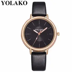 YOLAKO Лидирующий бренд Для женщин наручные часы Роскошные Женский кожаный ремешок кварцевые часы Подарочные часы Relogio Feminino