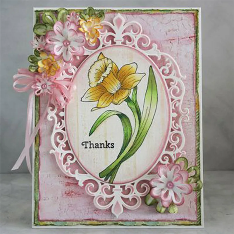 

Naifumodo 3 Pcs/lot Metal Cutting Dies Scrapbooking For Card Making DIY Embossing Cuts New Craft Die Oval Pattern Photo Frame