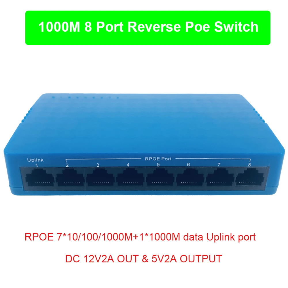 100 м Fast Ethernet обратное POE Питание переключатель выход 12 В питание для epon и gpon 8 порты
