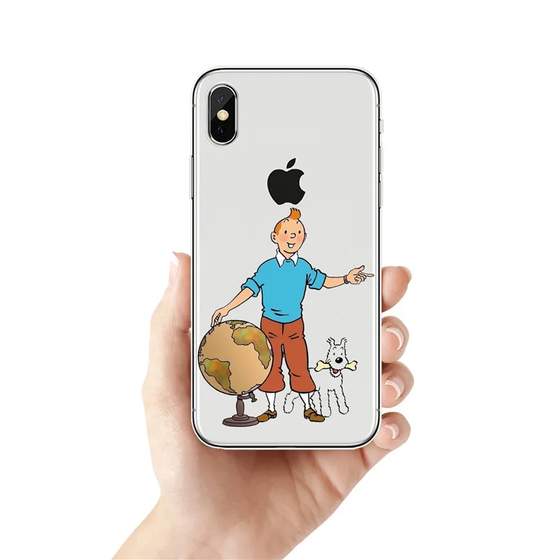 Как Aventuras Де Тинтин силиконовый Suave TPU Caso Capa Para o iphone XR 10 8 7 Plus 6 6 s Plus 5 XS Max 5 5C 4 4s Caso Fundas Coque - Color: TPU