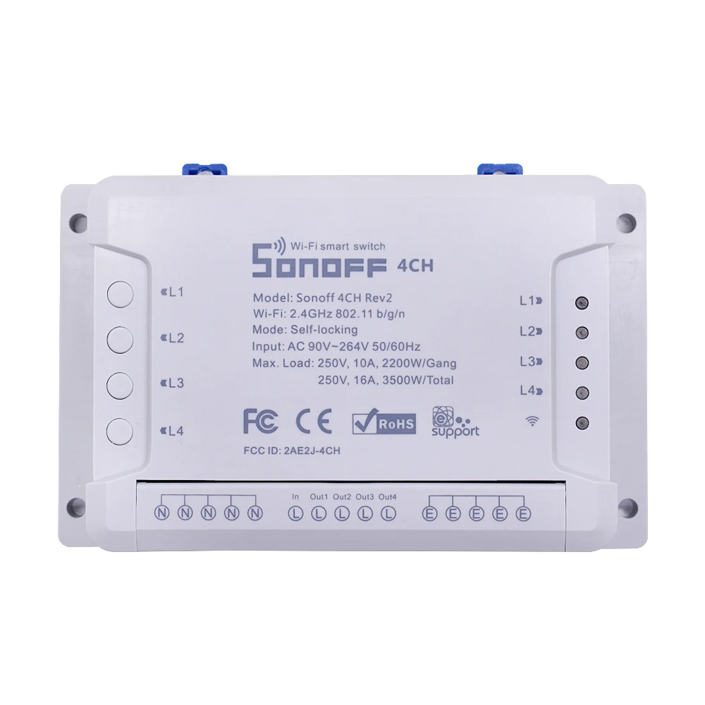Интеллектуальный выключатель света Sonoff 4CH 220V Беспроводной 4 канала WI FI
