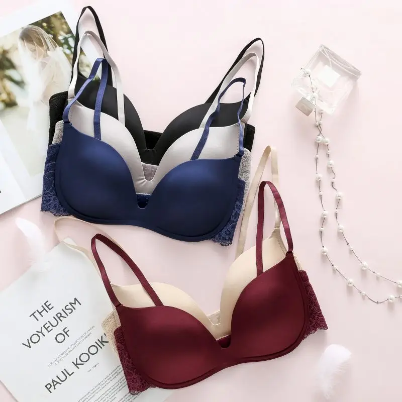 

Wire Free Push Up Bra Women Ladies Breathable Sexy Underwear Female Fashion Bra Comfortable Wireless Lace Bra 5 Colors B Cup