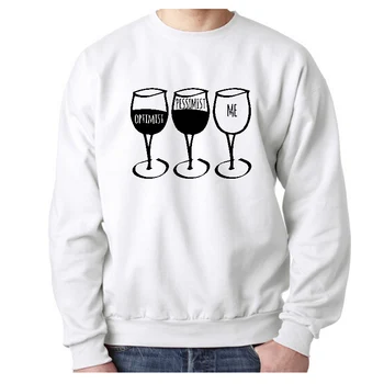 

EnjoytheSpirit Men Sweatshirt Fashion Print Goblet Wine Optimist Pessimist Me Graphic Print Winter Long Sleeve Hoodie Fashion