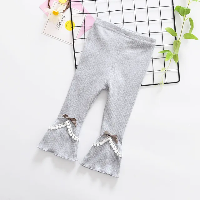 Spring Autumn Girls Leggings Solid Boot Cut Children Pants Baby Tutu