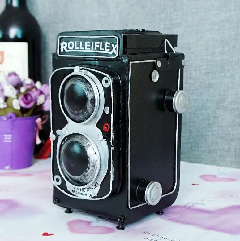 Винтажная Классическая античная фотокамера rolleiflex, ручная работа, модель для дома, украшение для кофейного бара