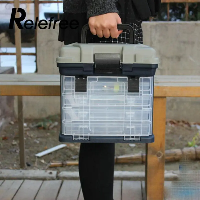 

Portable Outdoor 5 Layer Big Fishing Lure Bait Hooks Tackle Tool Container Storage Box with Handle Plastic Case Organizer
