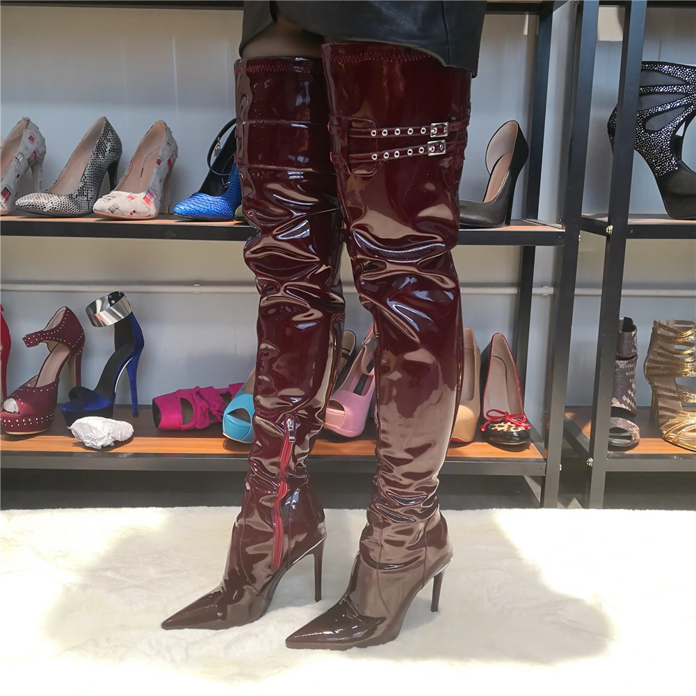 

DoraTasia Brand Design Big Size 47 Sexy pointed toe Women Shoes Woman nightclub luxury thin Heels high Quality long Boots
