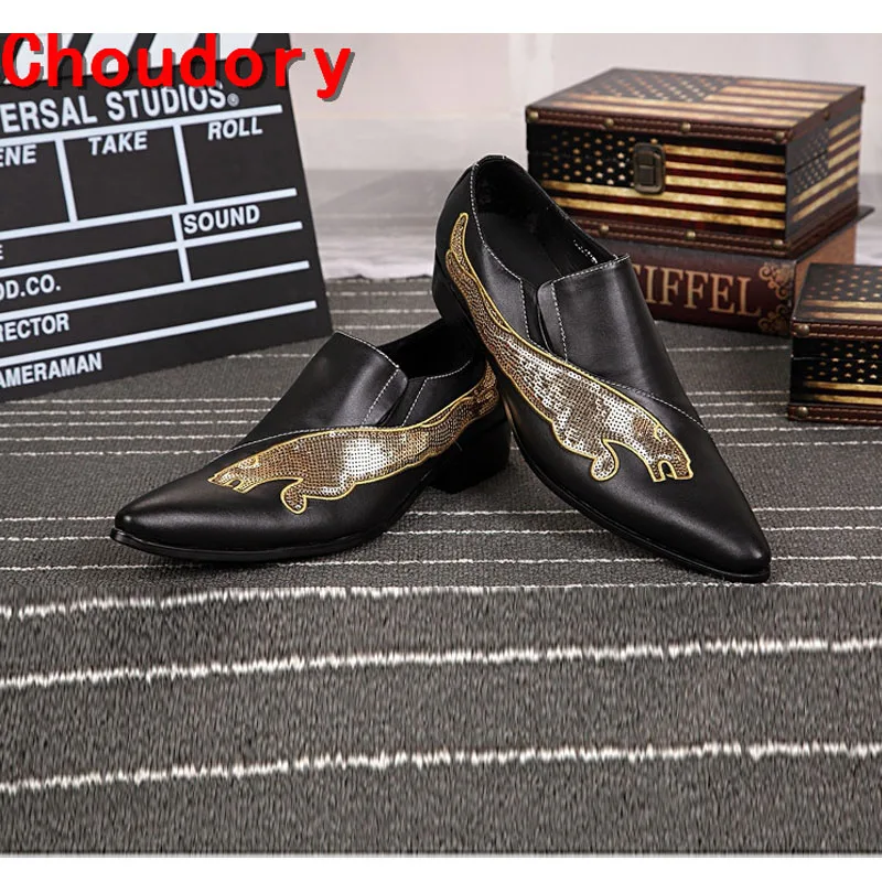 Vestido Loafers Toe Sapatos Choudory Verão Picture Elegantes Finalistas Baile Picture De Sapatas as Handmade On Couro Apontou Dos Slip Homens Do As qww07I