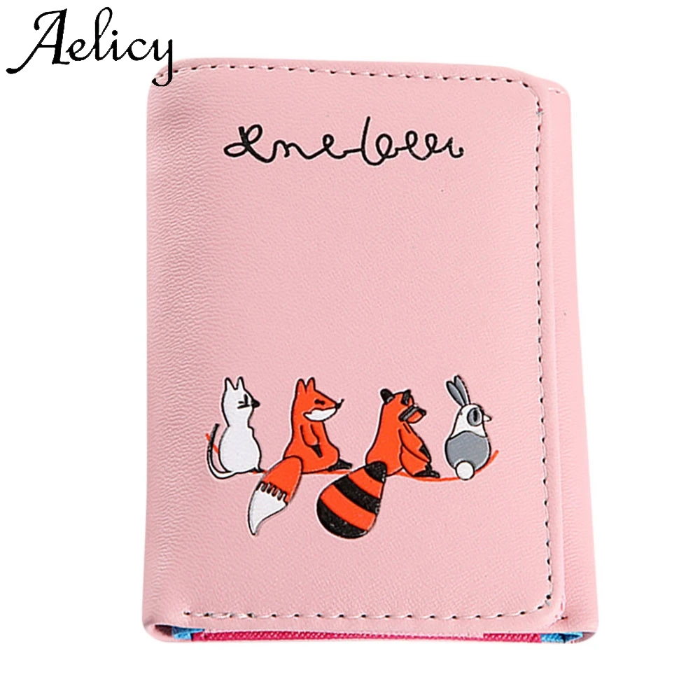 

Aelicy Women Simple Fox Cat Short Wallet Coin Purse High Quality Solid Bag Phone Pocket Card Holders Handbag Package 2019