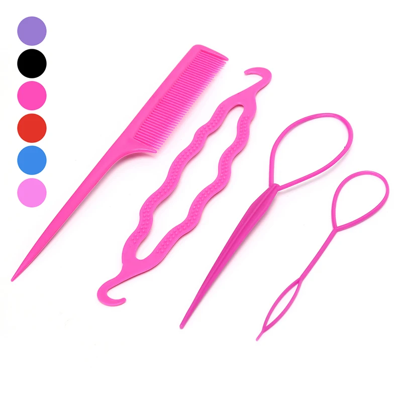 6 Colors 4Pcs/Set Magic Hair Braiders Tool Set Korean Style Hair Pin Bun Roller Maker Hair Braiding Twist Curler Styling Tool