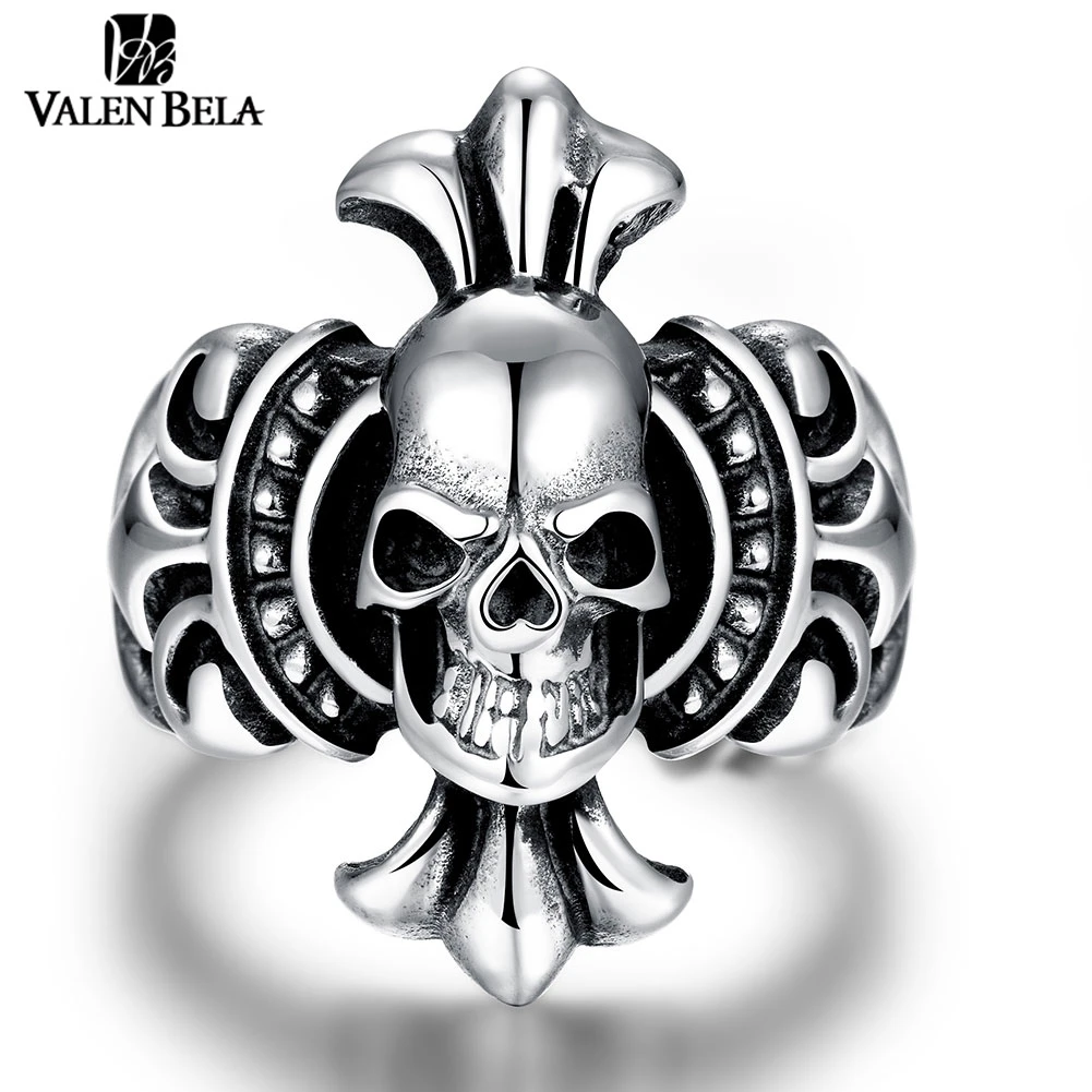 VALEN BELA Jewellery Retro Skull Rings 316L Stainless Steel Male Bague Homme Anillo Hombre Biker Ring Men JZ5464 | Украшения и
