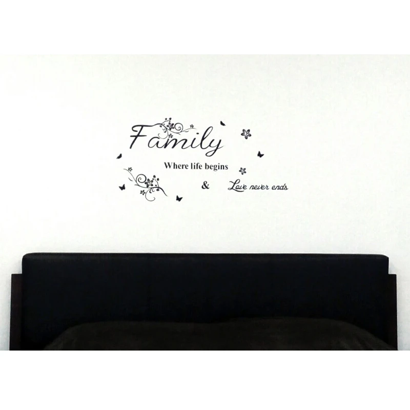 Съемные настенные наклейки Love Family где начинается жизнь любовь никогда не