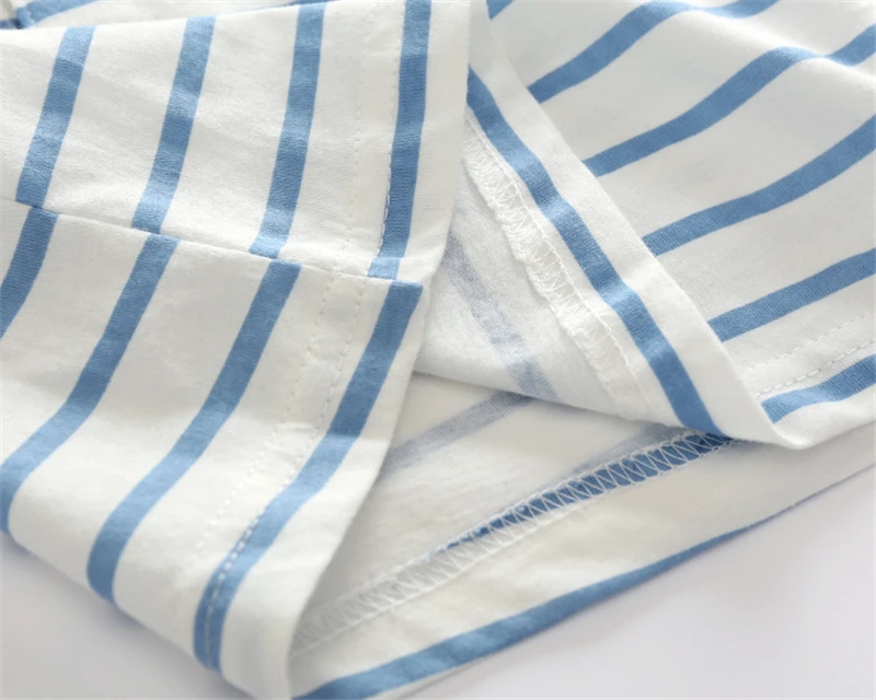Летние новорожденных Комплекты одежды для мальчиков младенцев Повседневное полосатый короткий рукав Футболка + комбинезон на бретелях