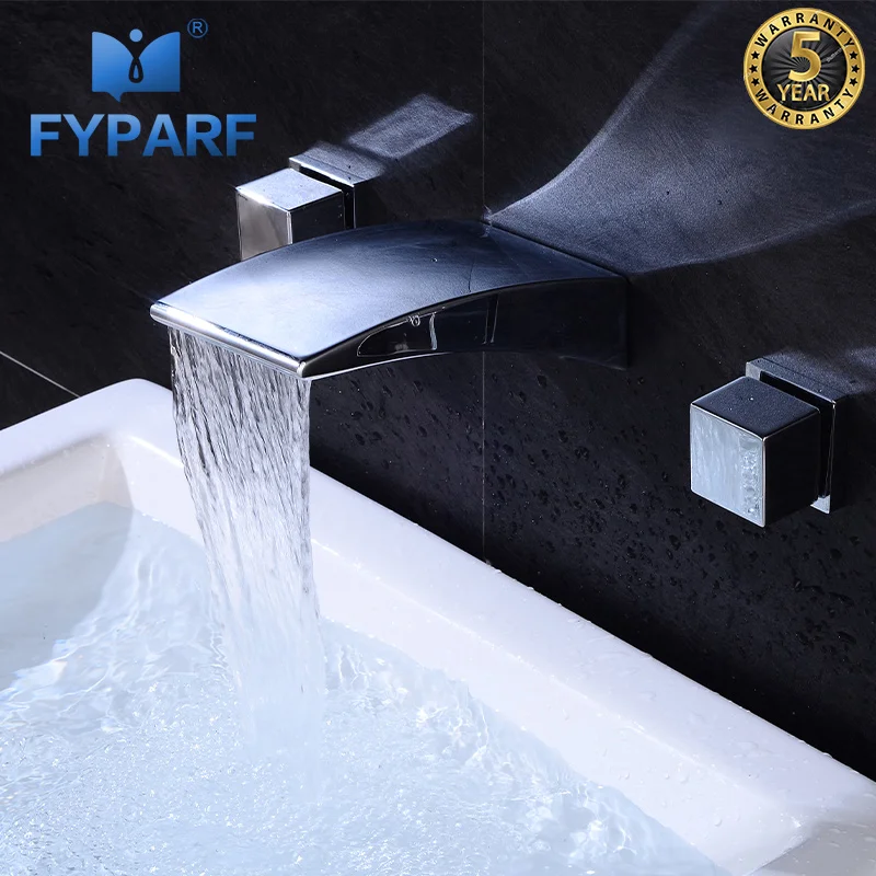 Fyparf Waterfall Bathroom Faucet Single Handle Sink Faucet Hot