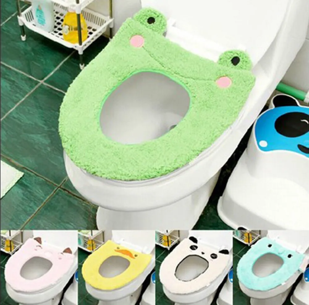 Soft Closestool Washable Lid Top Cover Bathroom Warmer Toilet Seat Cloth STO