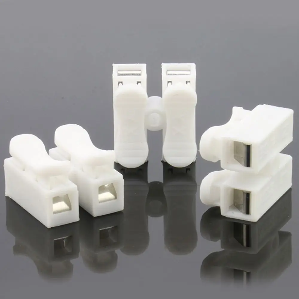 

High Quality 50 Pcs White Practical CH-2 Press Type Electric Connection Quick Wiring Terminal Block for LED Lighting
