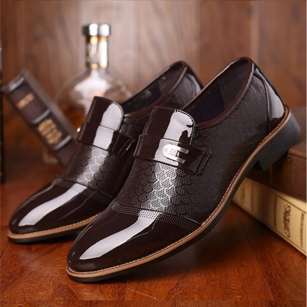 Leather Oxford Business Men Shoes Pointed Toe Slip-on Formal Shoes Men Shoes Pointed Toe Men Dress Shoes For Wedding Size 39-47