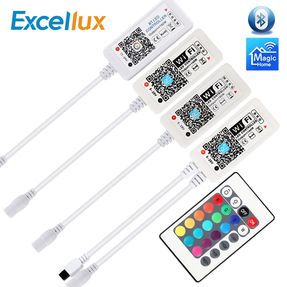 

LED Strip Light WiFi / Bluetooth RGB / RGBW Controller DC 5V 12V 24V Android IOS APP Amazon Alexa Google Magic Home IR Control