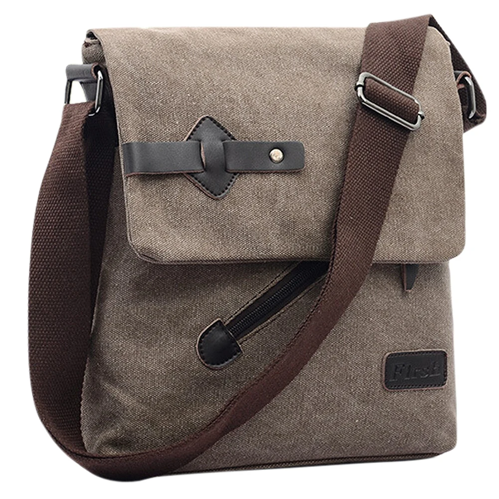 Crossbody bag man Shoulder Strap Adjustable Canvas Coffee for Schoolin