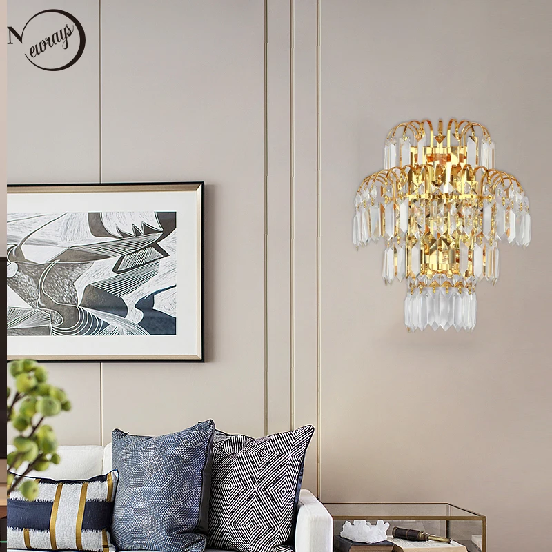 Modern plated crystal wall lamp E14 LED 220V Multiple styles bright
