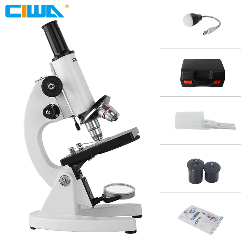 Ciwa 640x Monocular Microscope Binoculars Hd Biological Mirror Straight Animal And Plant Blood