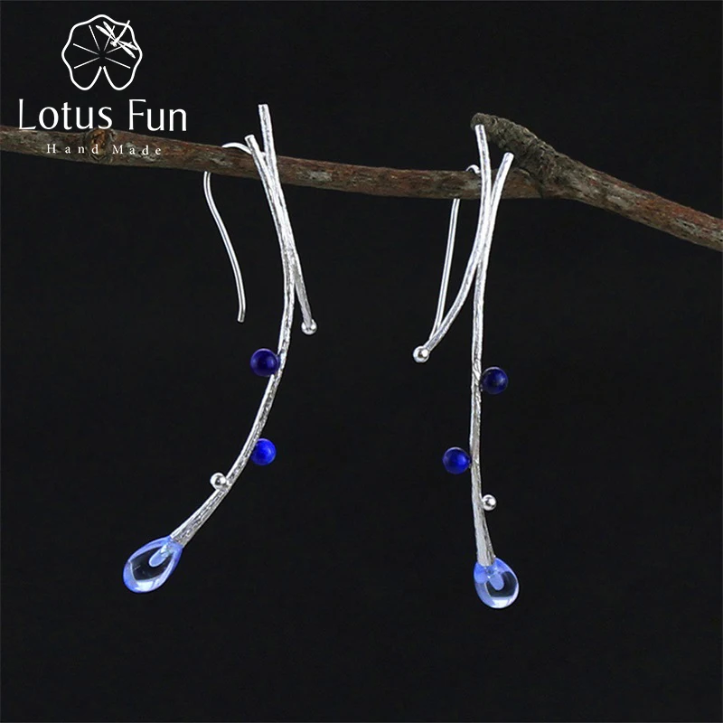 Женские серьги подвески Lotus Fun из настоящего стерлингового серебра 925 пробы