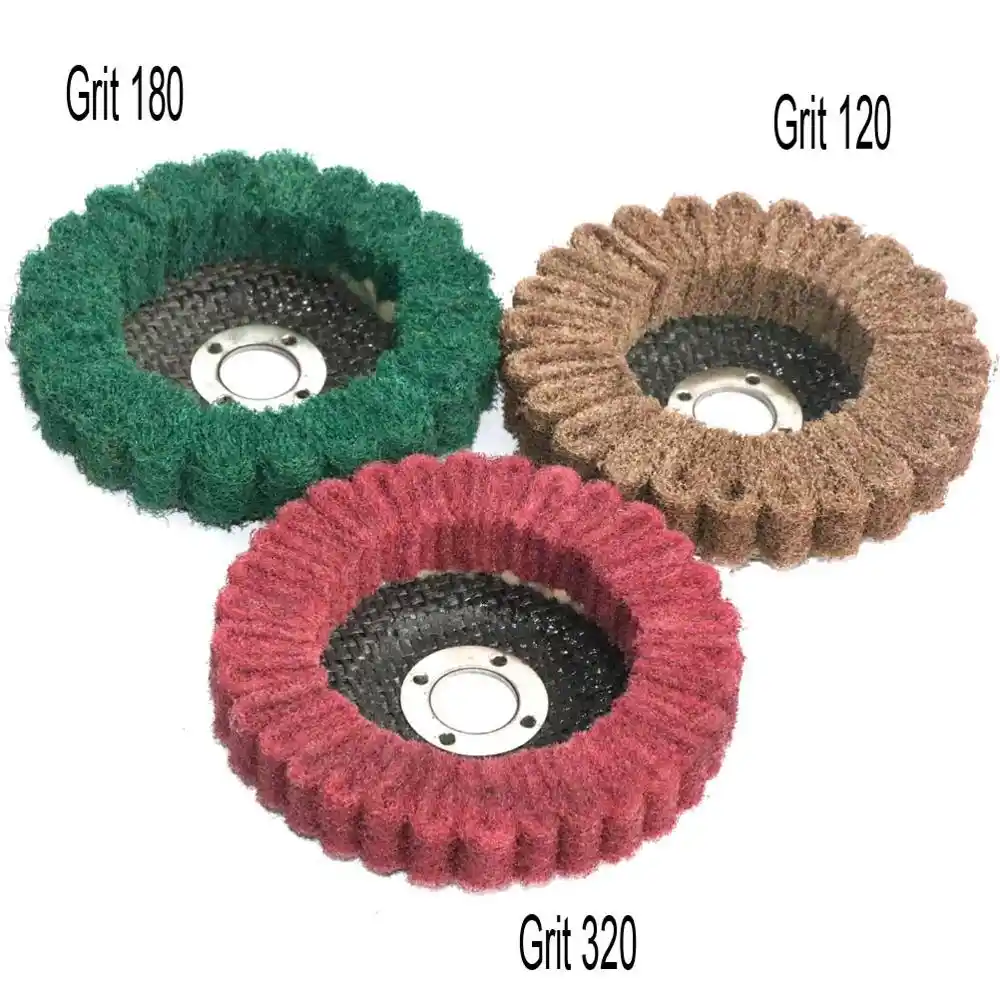 4-1//2/" Nylon Fiber Flap Polishing Wheel Buffing Pad Grinding Disc Grit 320 2Pcs