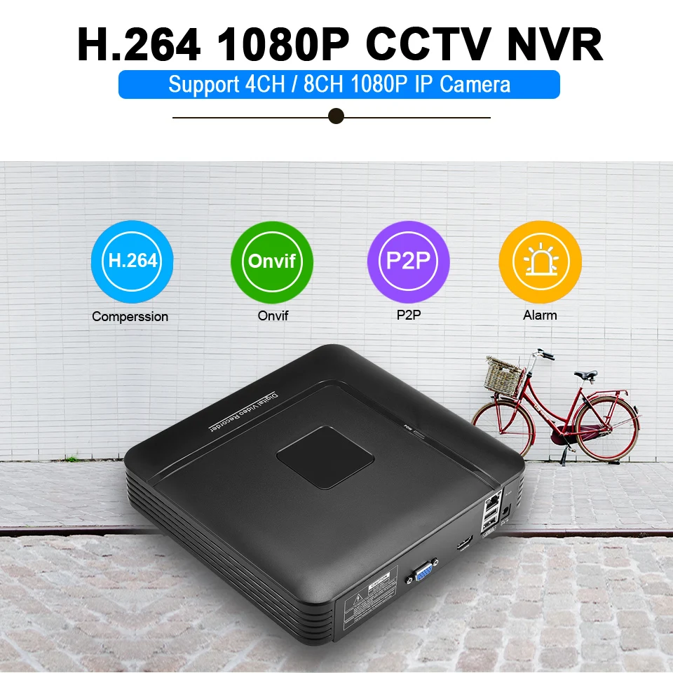 Сетевой видеорегистратор BESDER H.264 4/8 каналов 1080P NVR Onvif P2P высокое разрешение Full HD 4