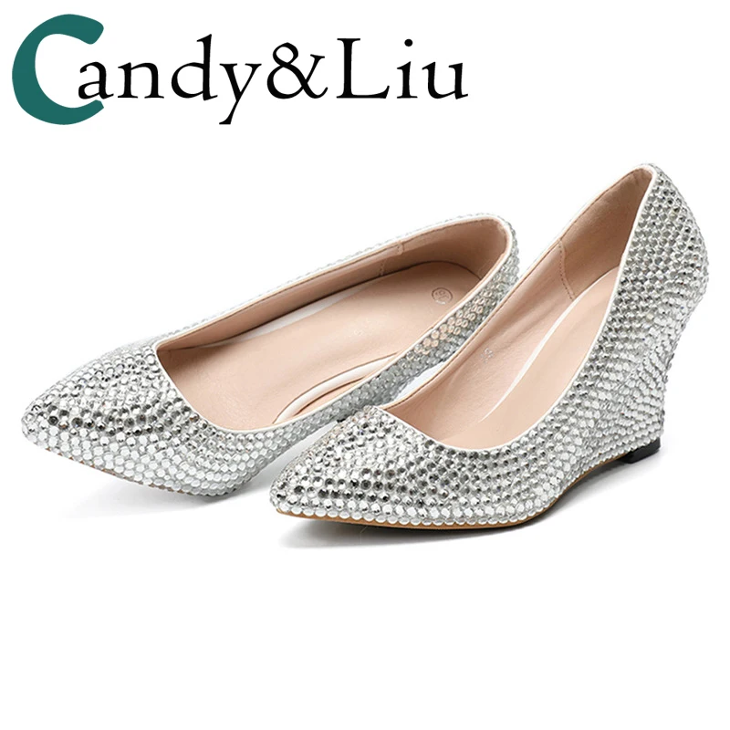 silver crystal shoes