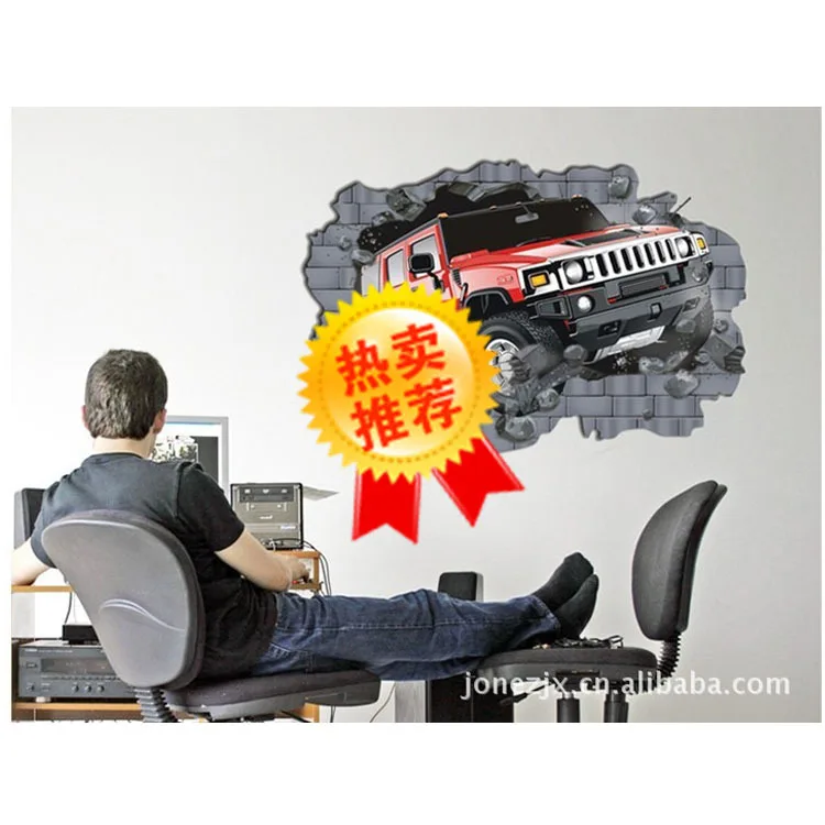 3d سيارة ملصقات الحائط للمنازل والمكاتب الاصطدام جدار الإبداعية التقليد أريكة ديكور للإزالة خلفيات