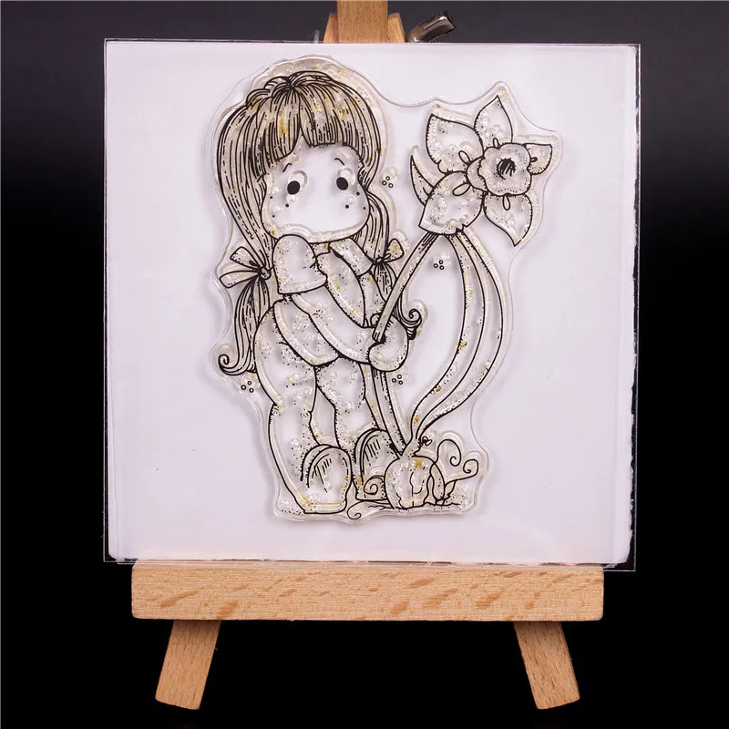 

Rubber Silicone Clear Stamps for Metal die Scrapbooking Tampons Transparents Seal Background Stamp Card Making Diy snails girl