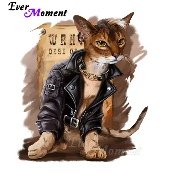 

Ever Moment Diamond Painting Cool Cat Rock Full Square Drill Diamond Embroidery Picture Mosaic Cross Stitch Home Decor S2F198