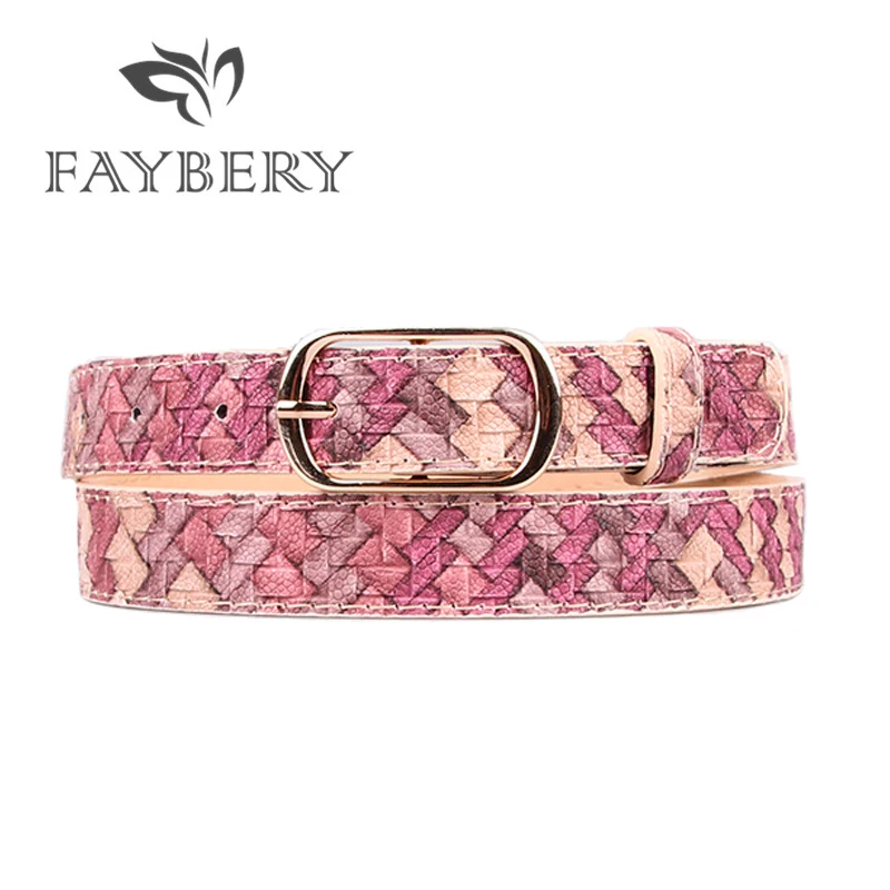 

Braided Pattern Golden Buckle Belts for Women Dress Belt Fashion Designer Women Waist Belts Colorful Plaid Decoration