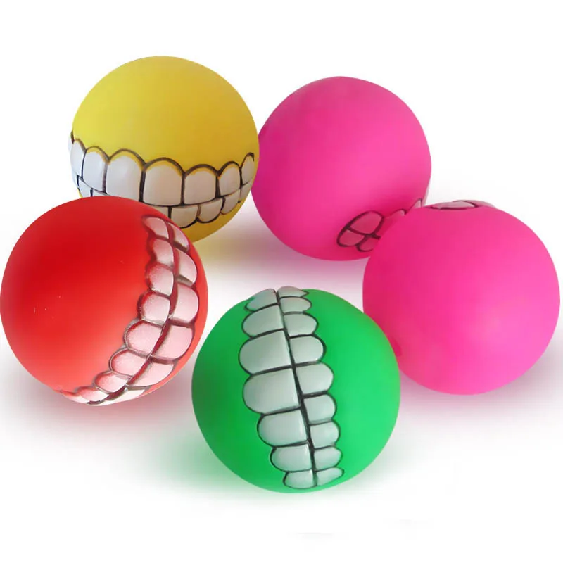 

Pet Teeth Ball Toy Squeaky Sound Cleaning Teeth Pet Supplies 1 PC Funny Throw Ball Random Color Non-toxic Chew Sounds