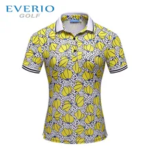 EVERIO одежда для гольфа женская спортивная футболка с короткими рукавами и принтом летняя дышащая быстросохнущая Футболка Поло для гольфа