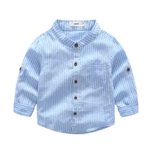 Хлопковая льняная рубашка для маленьких мальчиков; Детские топы с длинными рукавами; белая рубашка; весенняя одежда; рубашки для мальчиков; Повседневная блуза; акция